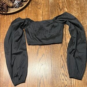 NWOT Collusion Elegant Black Long-Sleeve Crop Top blouse